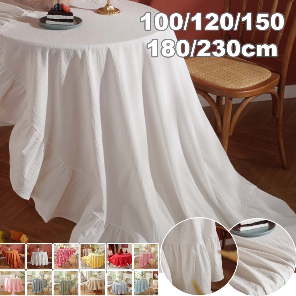 Coffee Equipment At Home - Solid Color Round Tablecloth Washed Cotton